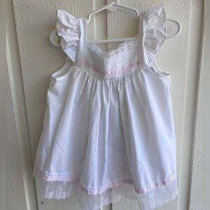 Charming White and Pink Vintage Dress
